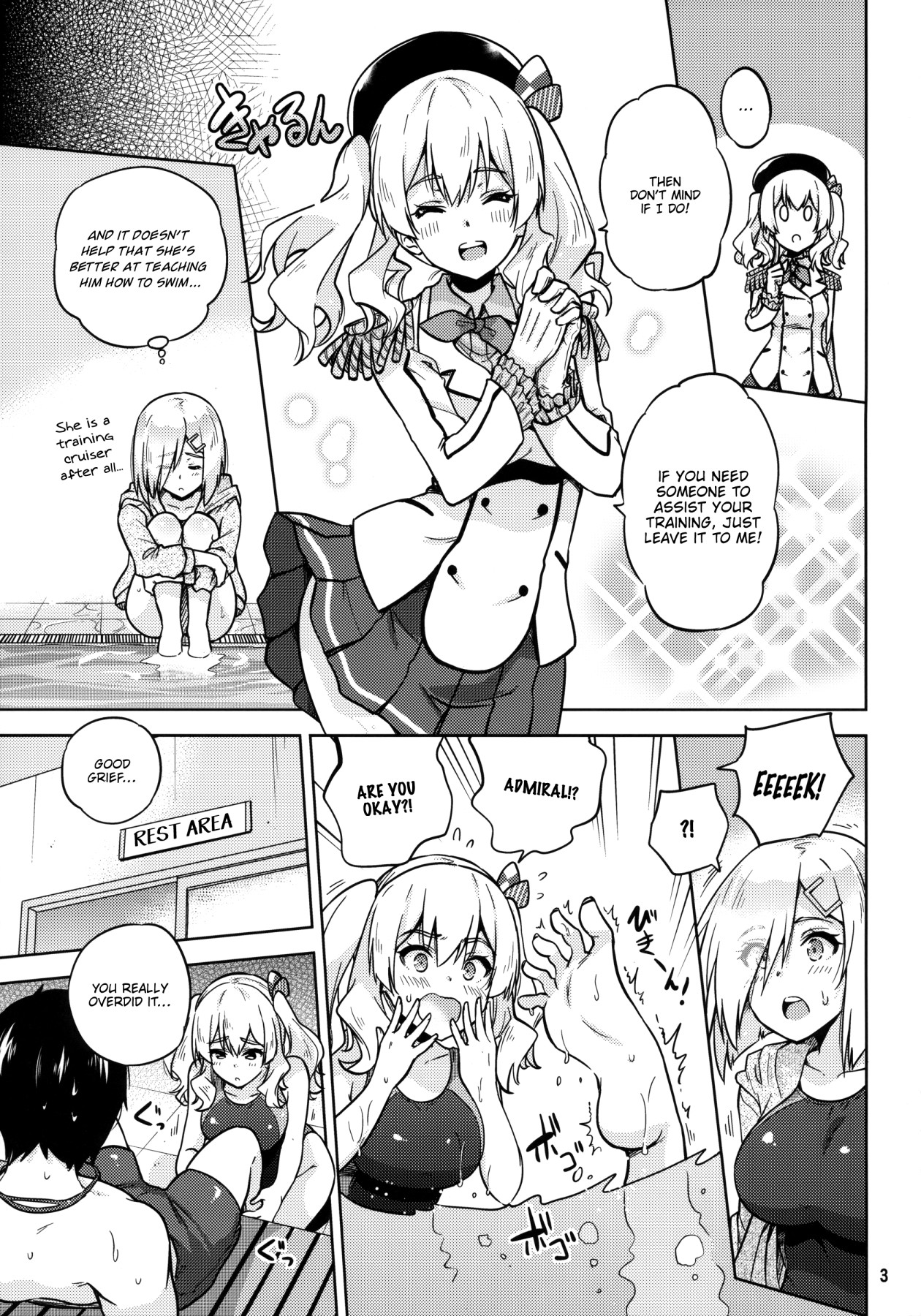 Hentai Manga Comic-Together with Kashima and Hamakaze Wearing Sport Swimsuits-Read-4